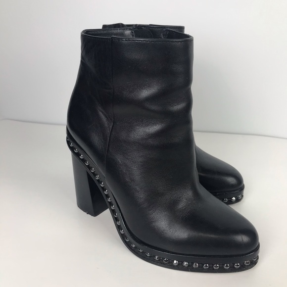 Coach Booties Justina Block Chunky Heel Studded - Picture 2 of 7